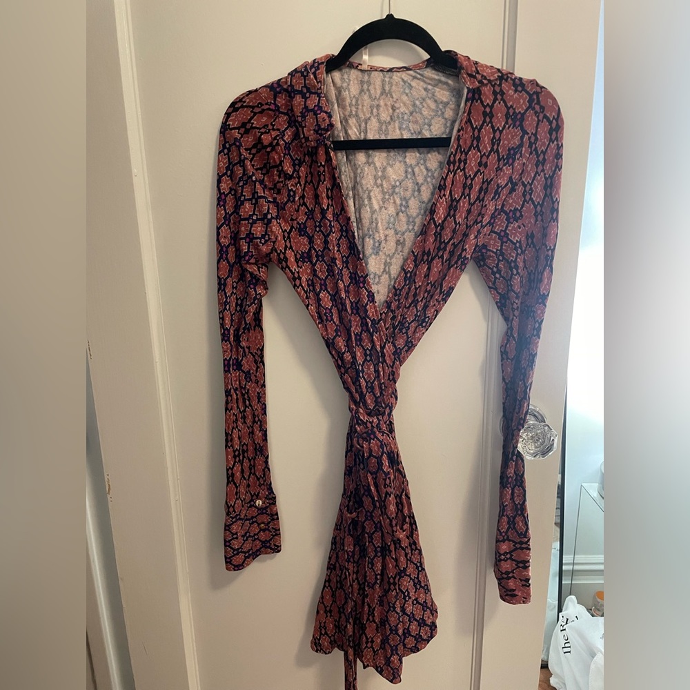 Free People patterned cotton wrap dress